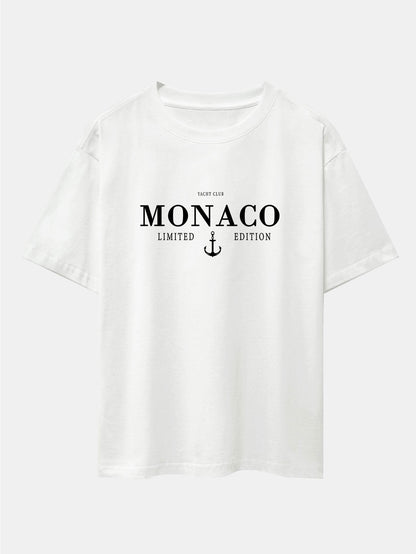 Monaco Oversized T-Shirt with Slogan Print and Drop Shoulders