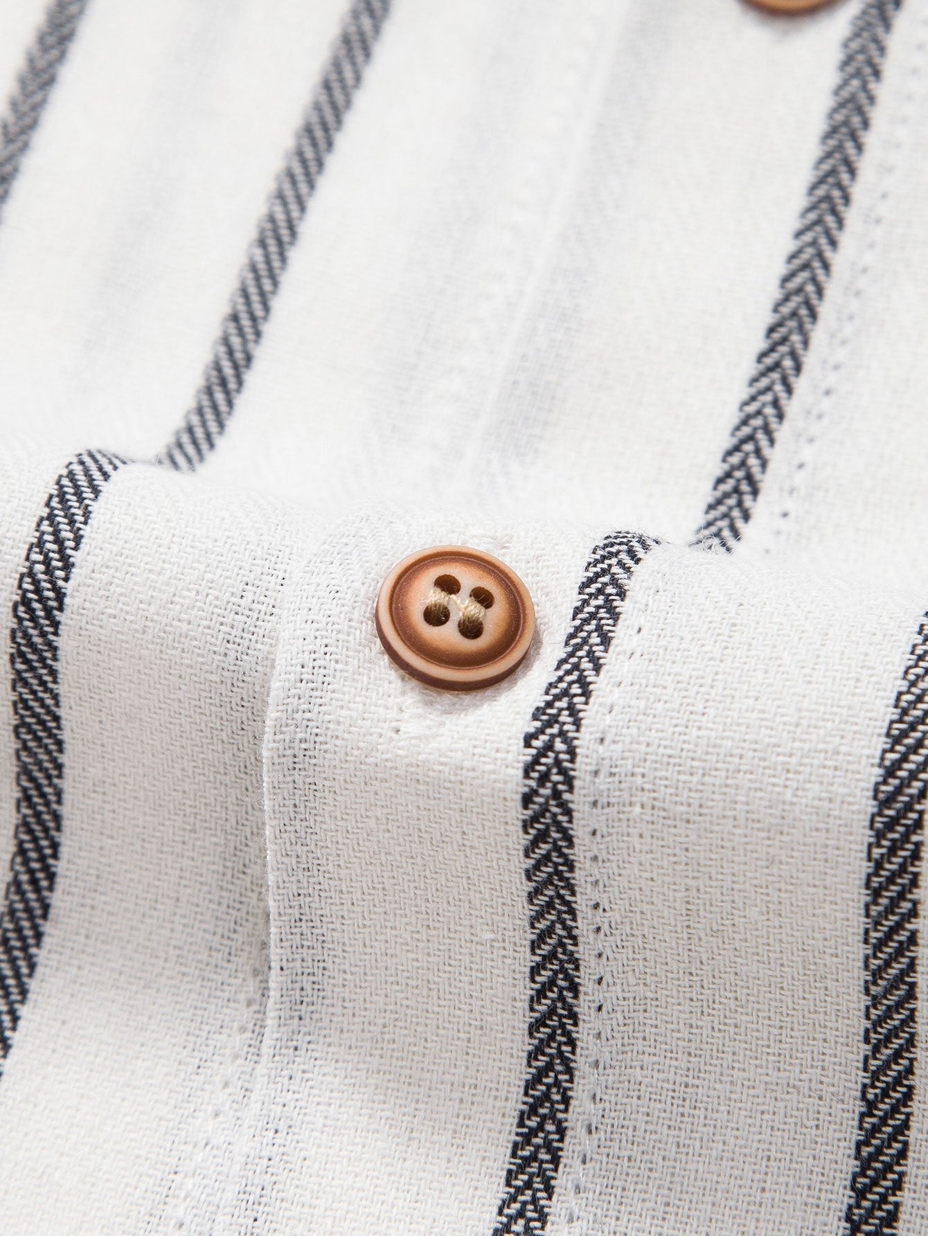 Striped Button-Up Shirt in Cotton Blend with Linen Drawstring Shorts
