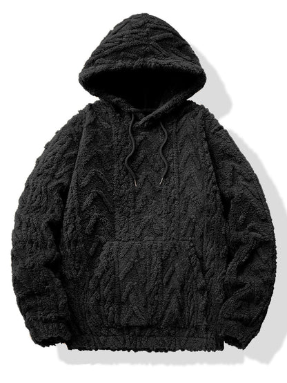 Geometric Patterned Jacquard Teddy Hoodie