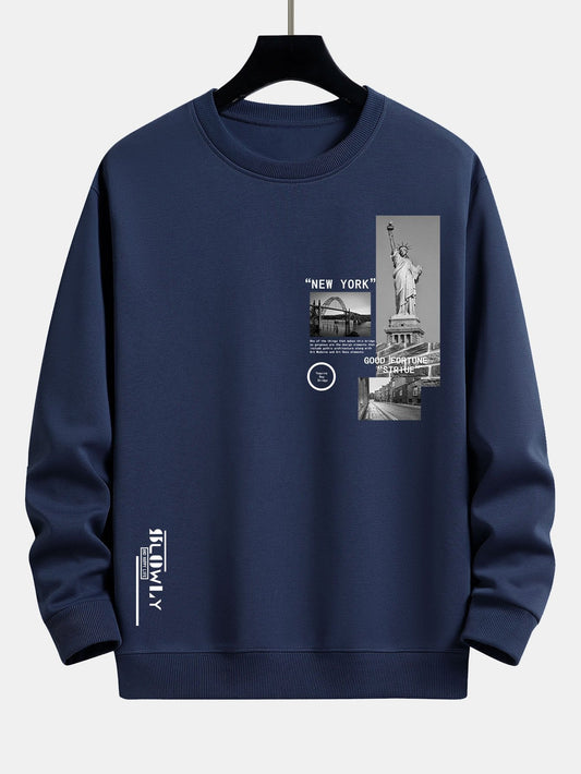 Relaxed Fit Sweatshirt Featuring New York Architecture Print