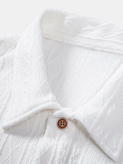 Geometric Jacquard Polo with Knitted Rhombus Design