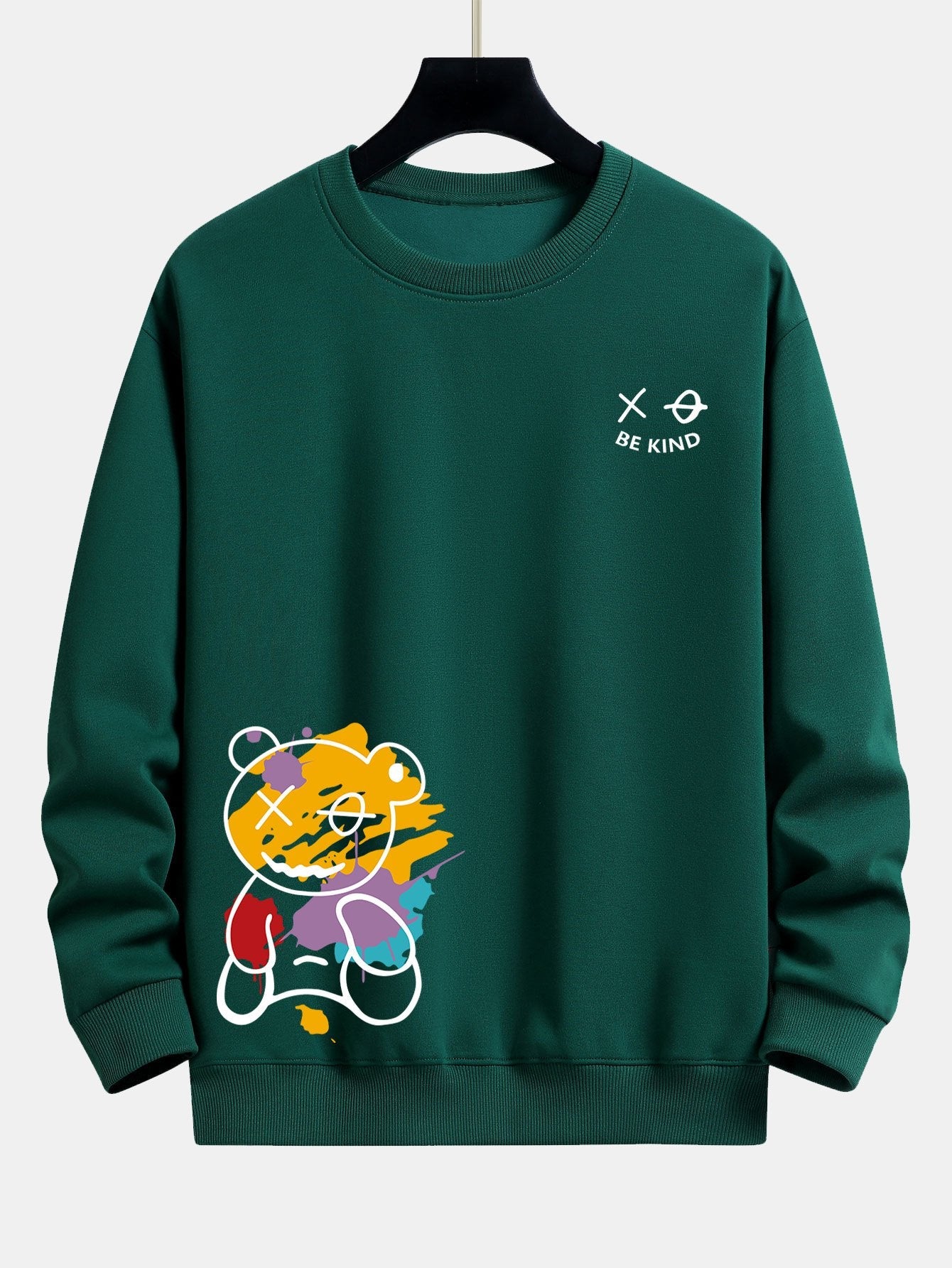 Relaxed Fit Sweatshirt with Graffiti Bear Print