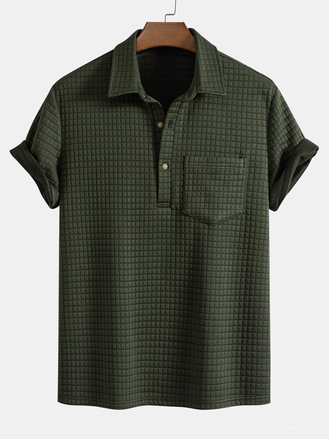 Polo Shirt with Waffle Texture and Pockets