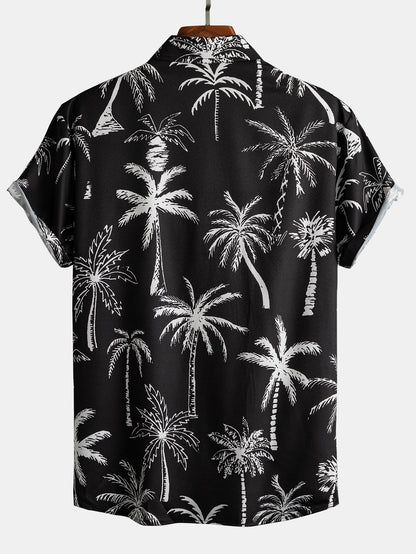 Button-Up Shirt with Palm Tree Print
