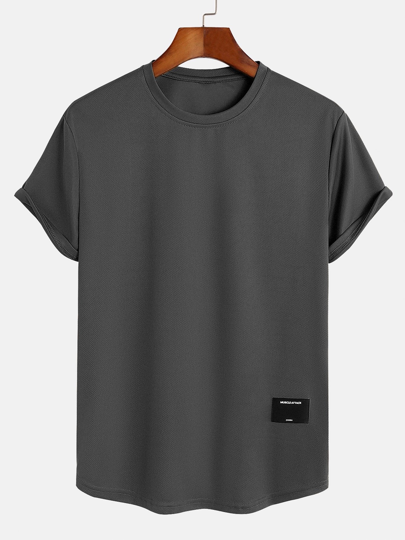 Muscle Fit Mesh T-Shirt with Arc Hem