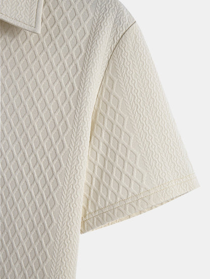 Geometric Jacquard Polo with Rhombus Design
