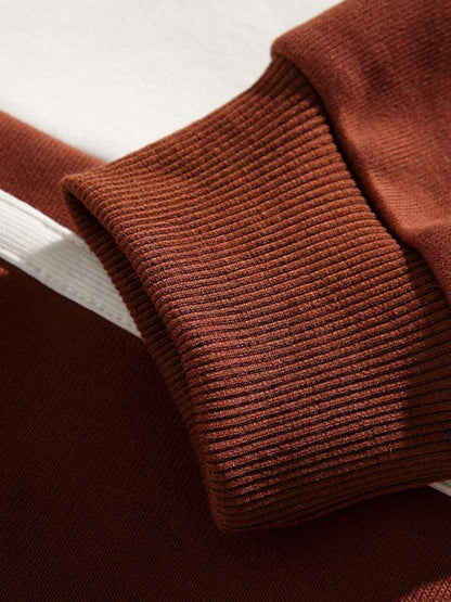 Color Block Patchwork Polo Sweatshirt in Relaxed Fit
