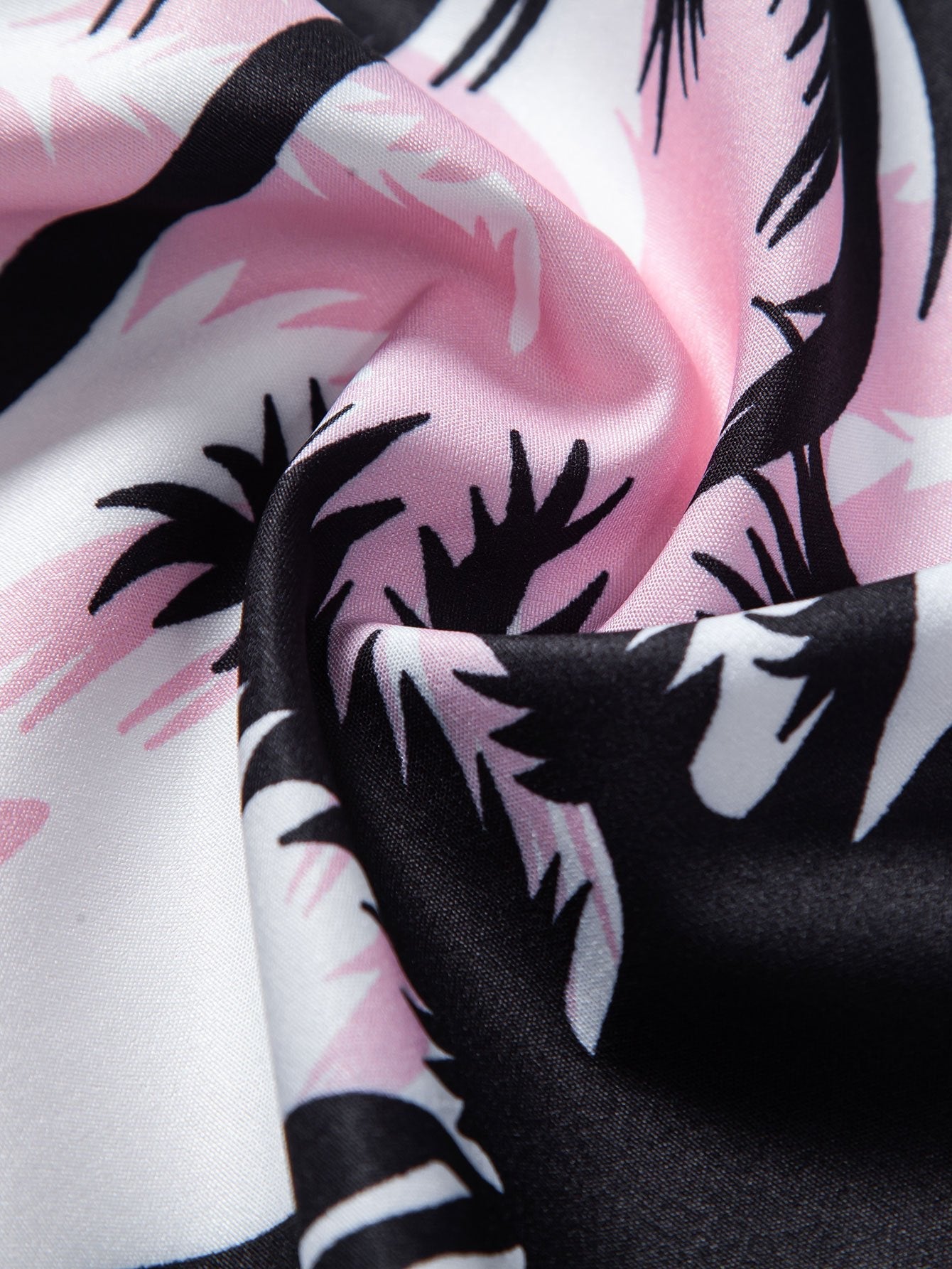 Palm Tree Print Button-Up Shirt and Matching Swim Shorts