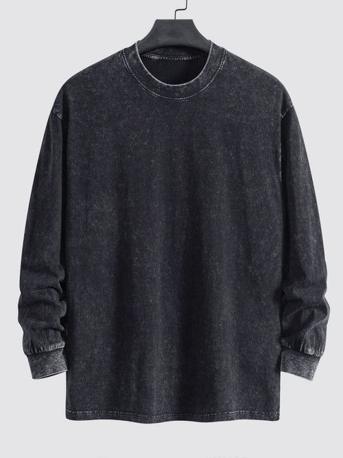 Casual Long Sleeve Distressed T-Shirt with Relaxed Fit