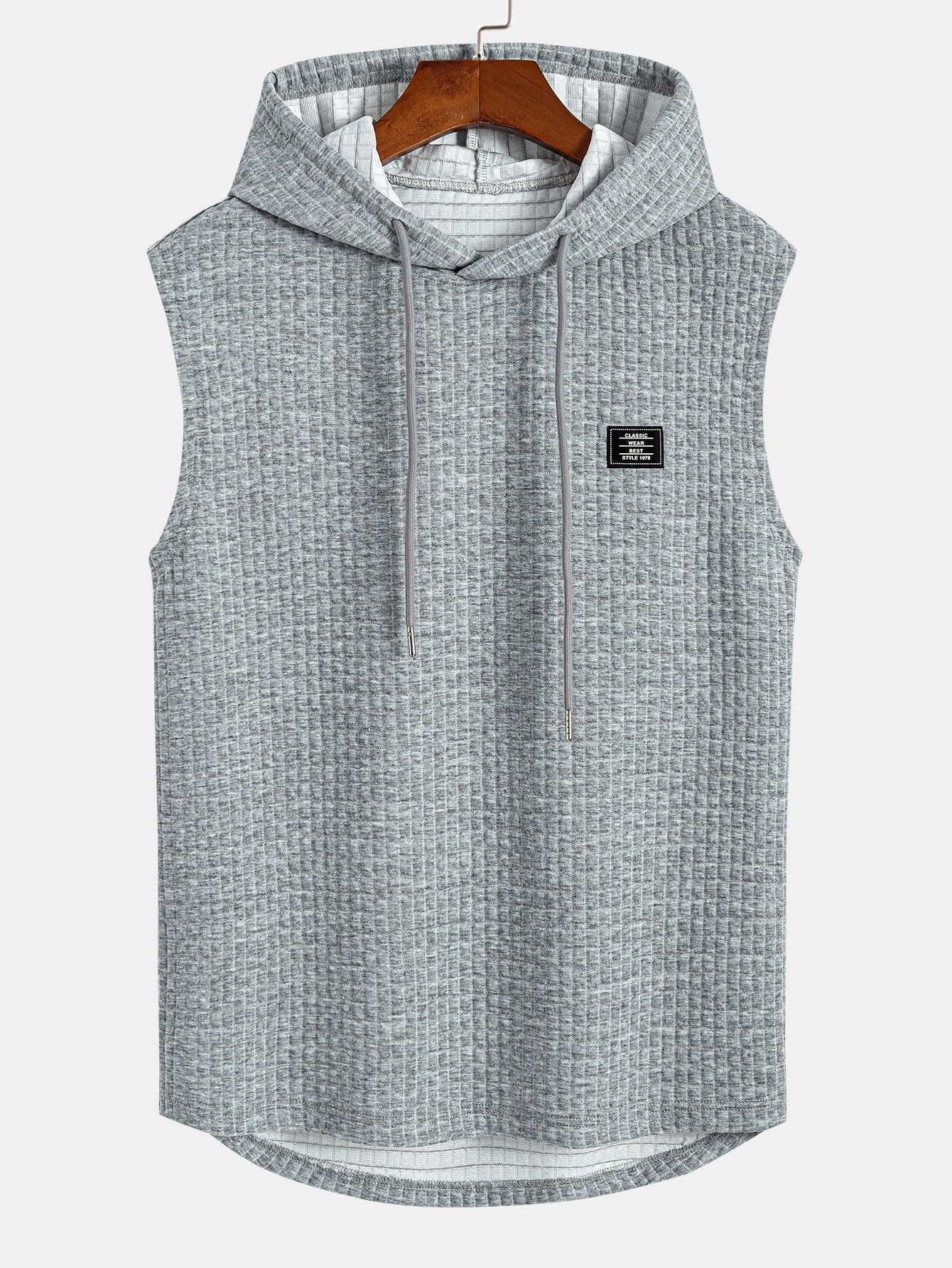 Waisted Sleeveless Hooded Waffle Vest