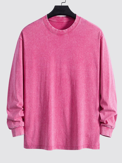 Casual Long Sleeve Distressed T-Shirt with Relaxed Fit