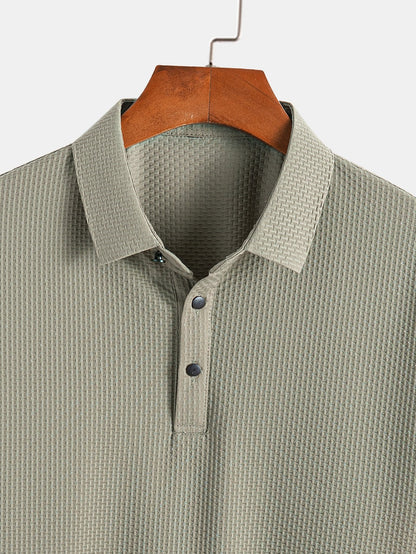 Textured Short Sleeve Polo Shirt