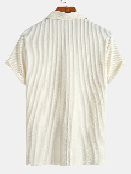 Ribbed Half-Zip Polo with Muscle Fit