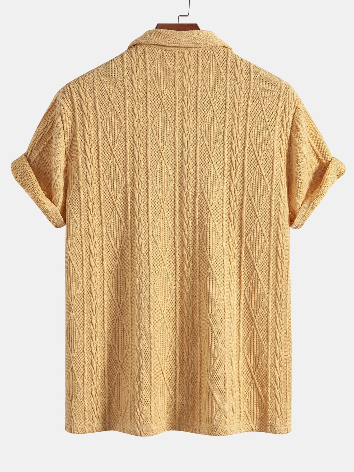 Geometric Knit Cuban Shirt with Straight-Leg Linen Trousers