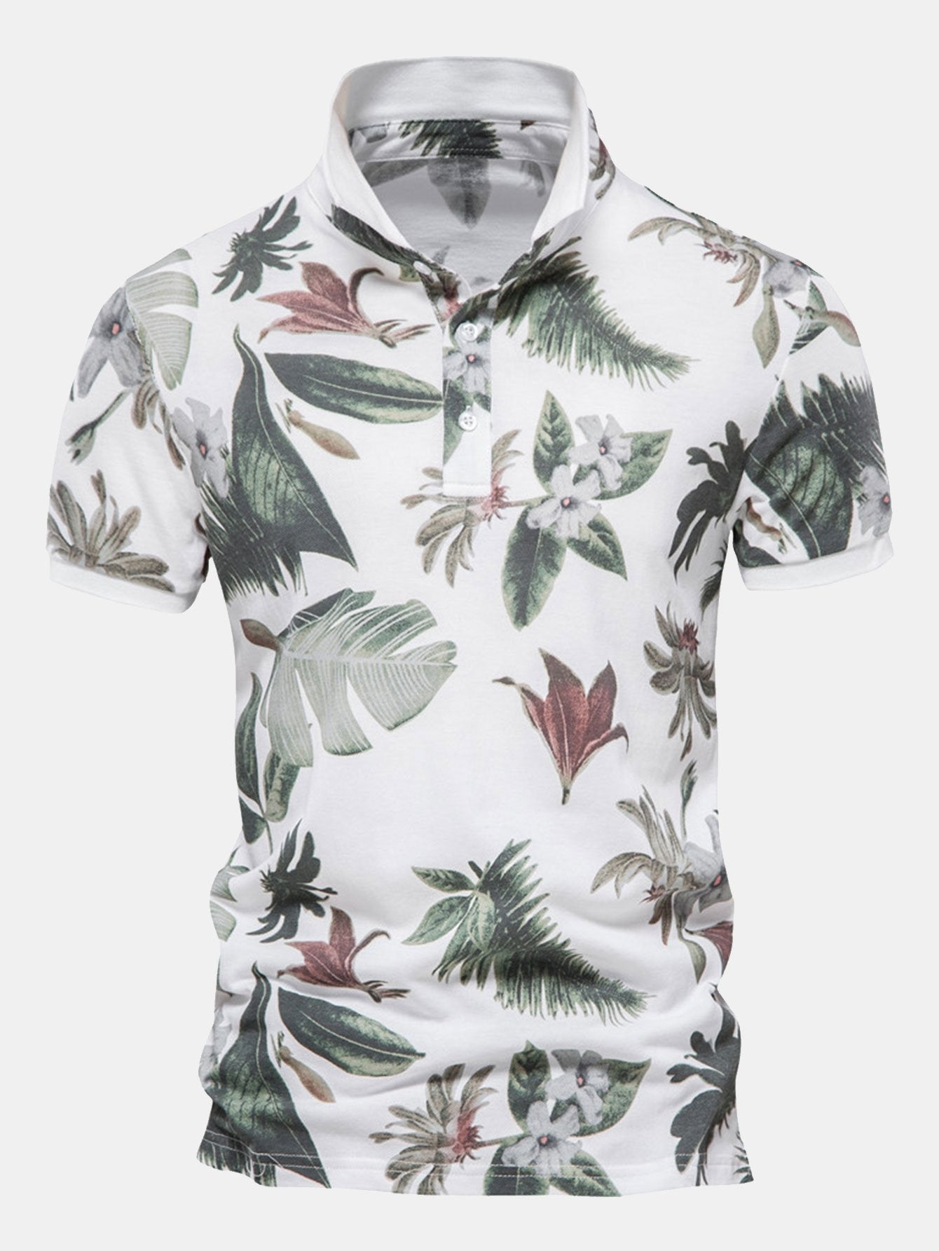 Island-Inspired Polo Shirt with Tropical Print