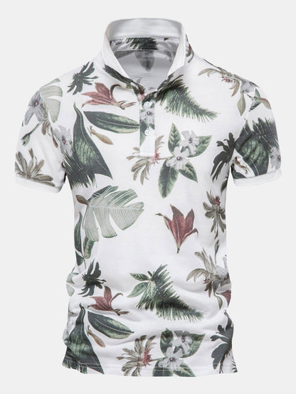 Island-Inspired Polo Shirt with Tropical Print