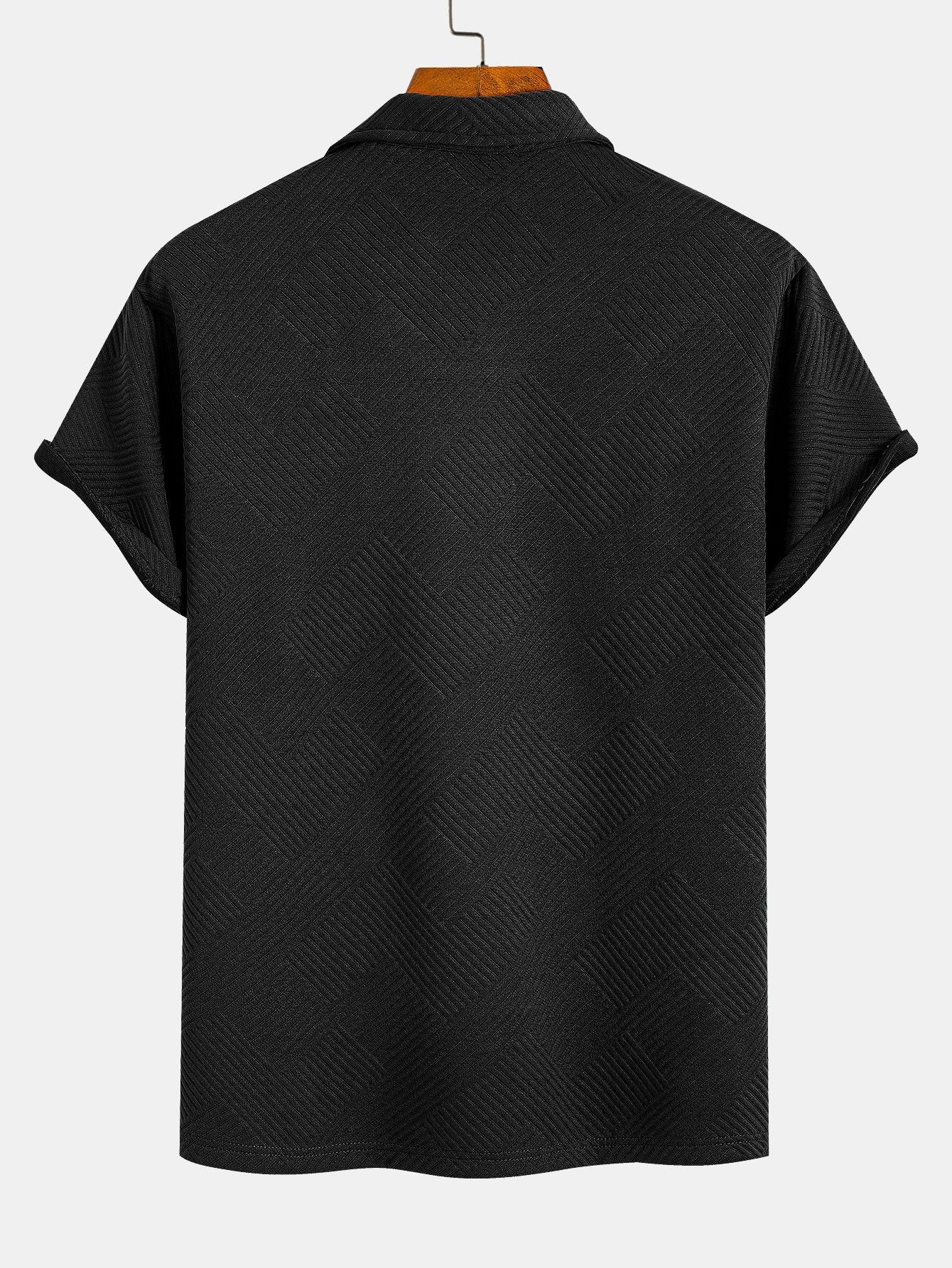 Striped Jacquard Zip Polo