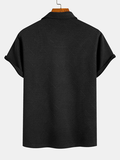 Striped Jacquard Zip Polo