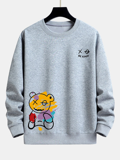 Relaxed Fit Sweatshirt with Graffiti Bear Print