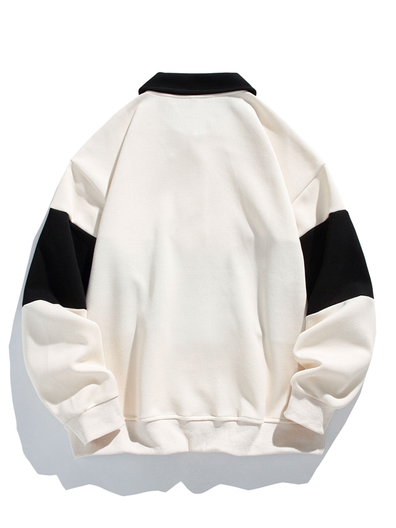 Color Block Patchwork Polo Sweatshirt in Relaxed Fit