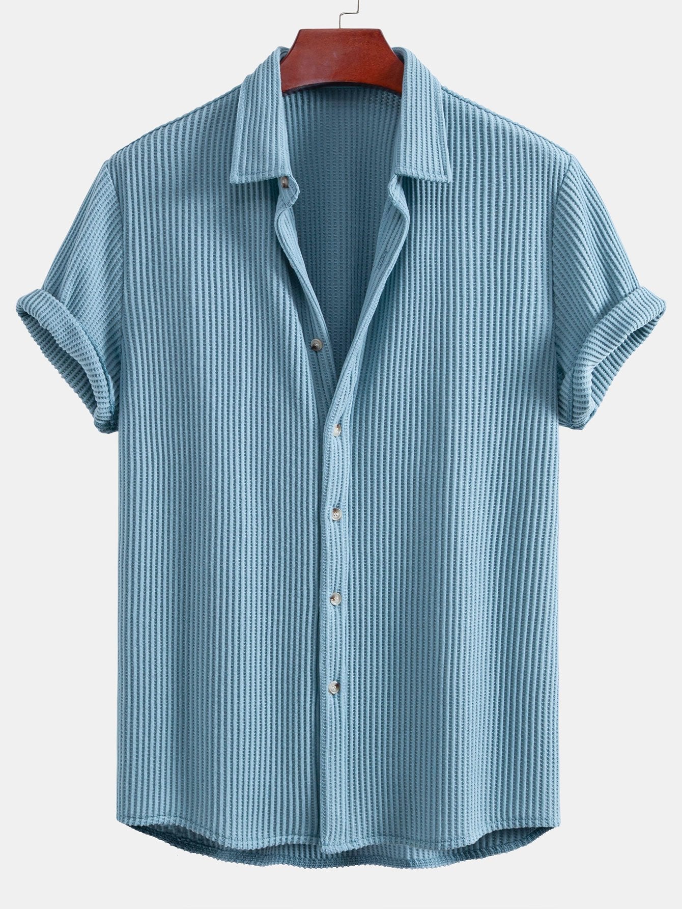 Button-Up Waffle Knit Shirt