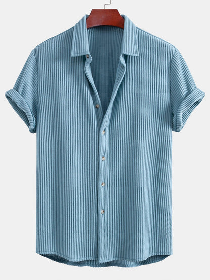 Button-Up Waffle Knit Shirt