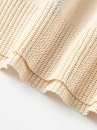 Striped Polo Sweater with Johnny Collar