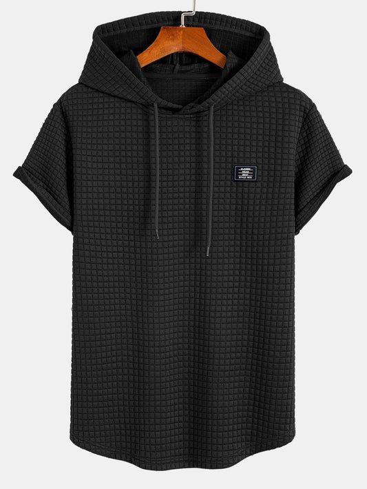 Waffle Knit Hooded T-Shirt with Arc Hem
