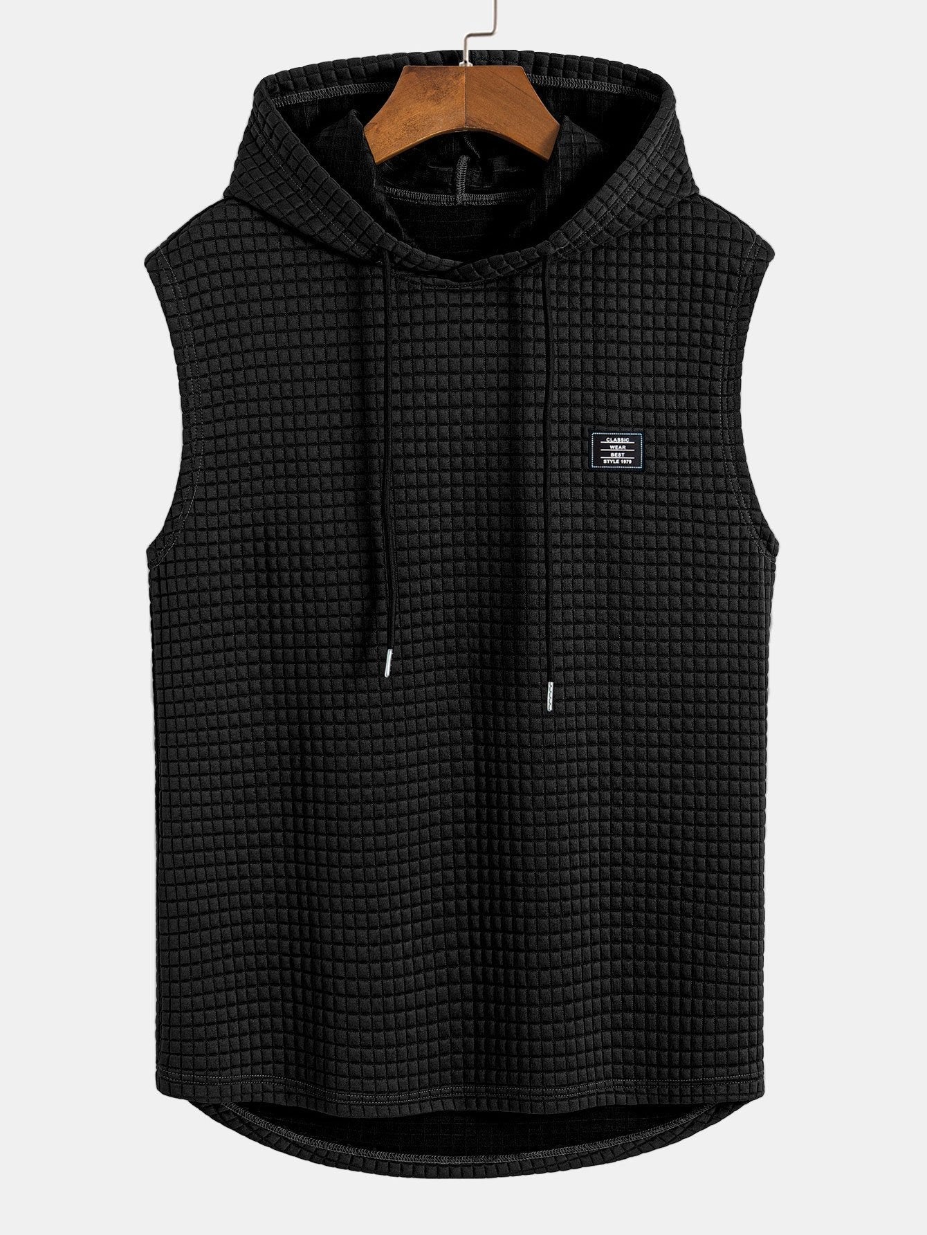 Waisted Sleeveless Hooded Waffle Vest