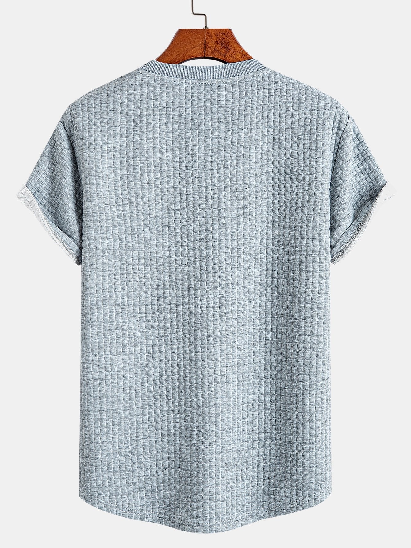 Short Sleeve Waffle Knit Arc Hem Tee with Matching Shorts