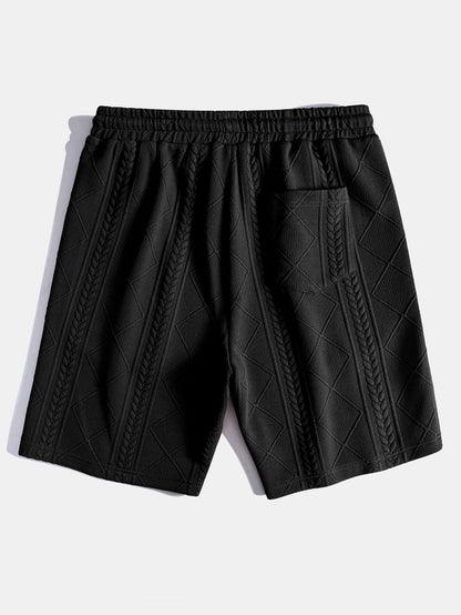 Geometric Patterned Drawstring Shorts