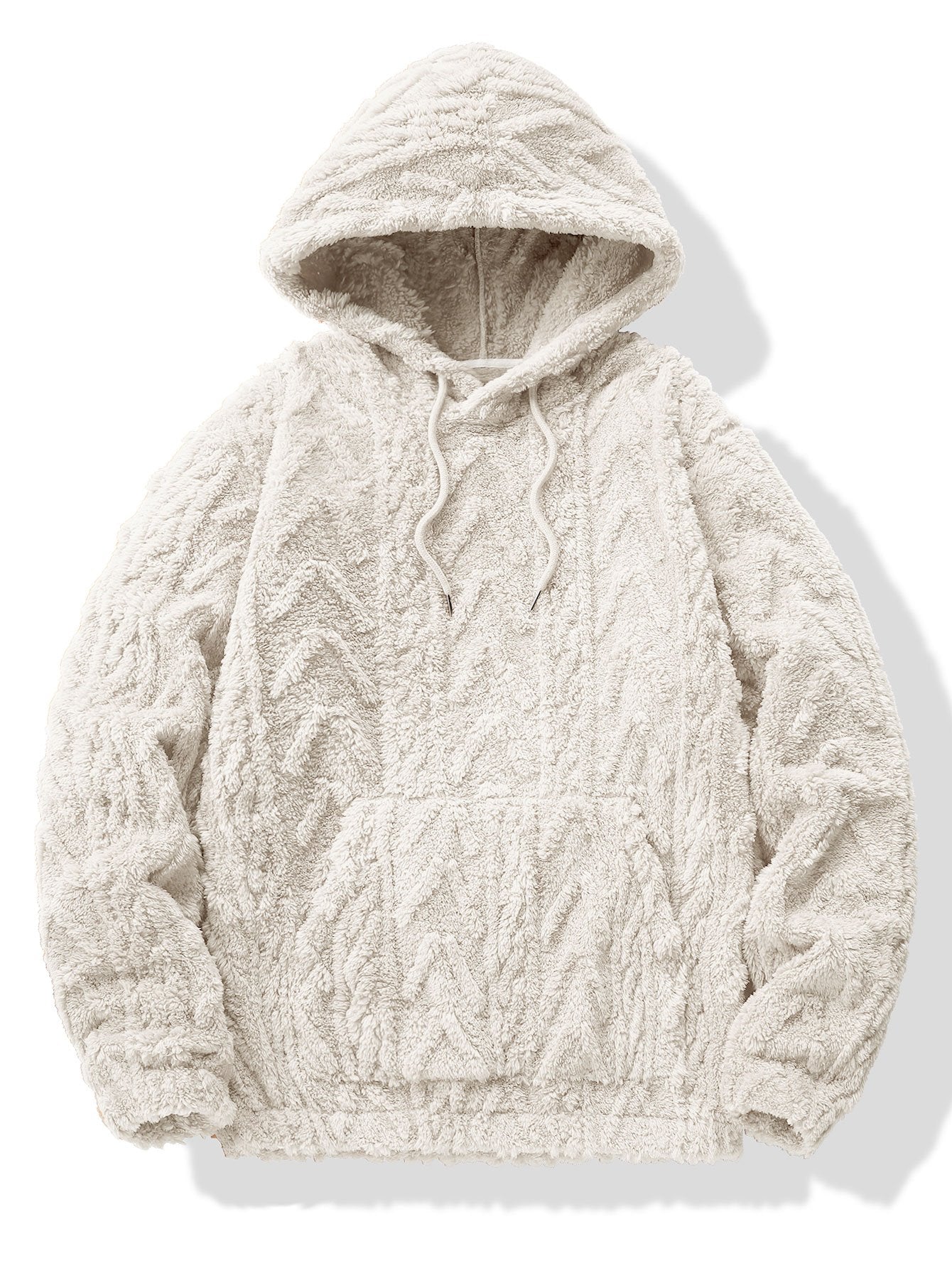 Geometric Patterned Jacquard Teddy Hoodie