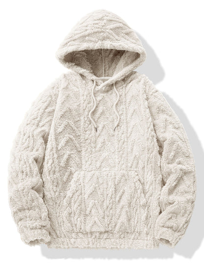 Geometric Patterned Jacquard Teddy Hoodie