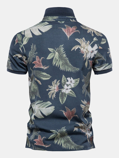 Island-Inspired Polo Shirt with Tropical Print