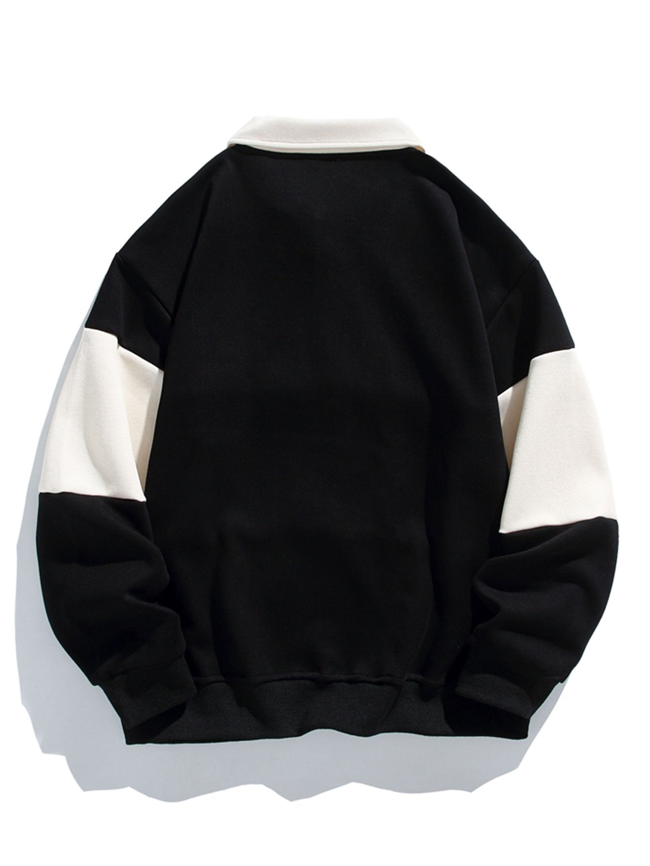 Color Block Patchwork Polo Sweatshirt in Relaxed Fit