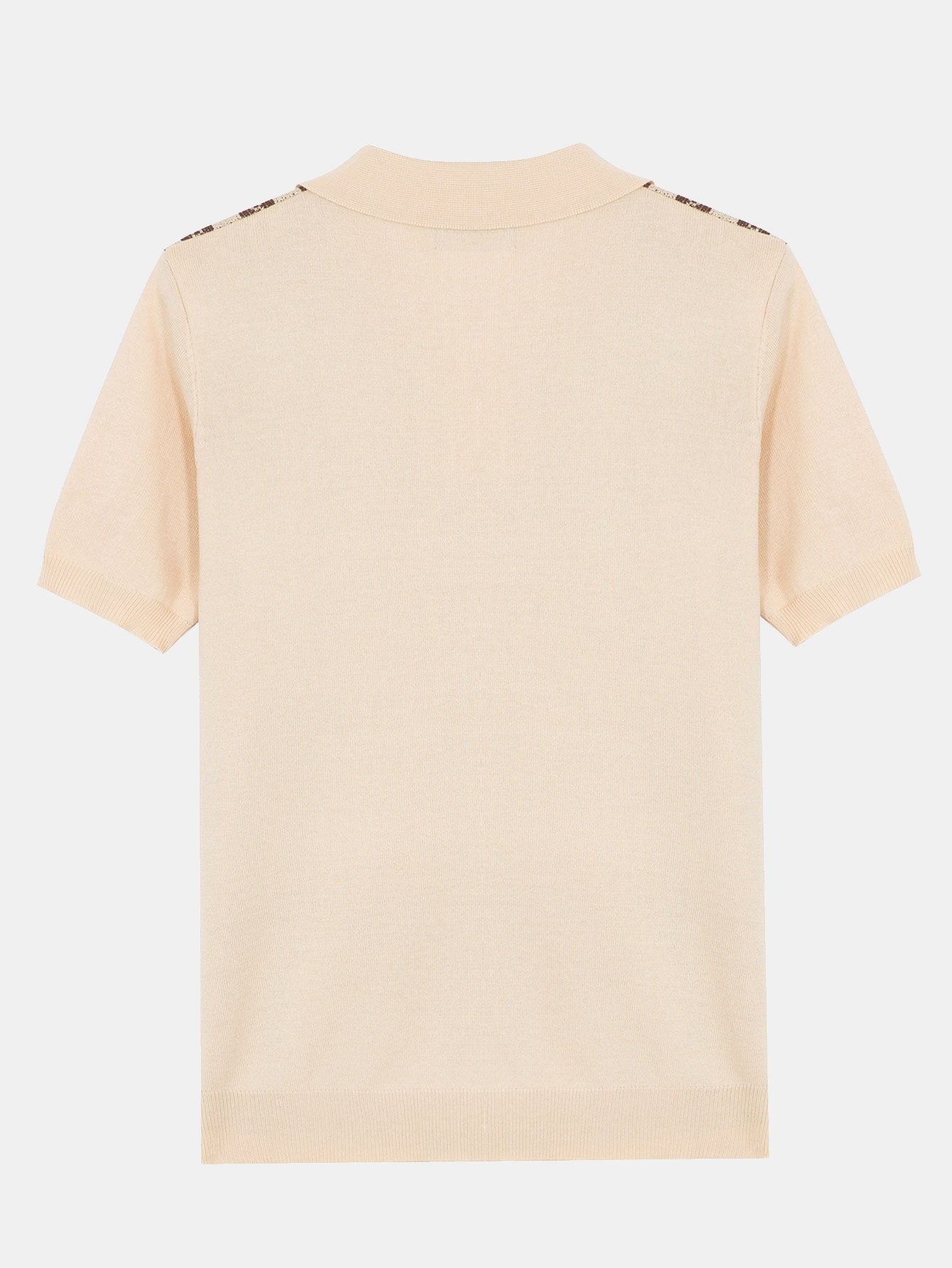 Striped Short-Sleeve Polo Sweater