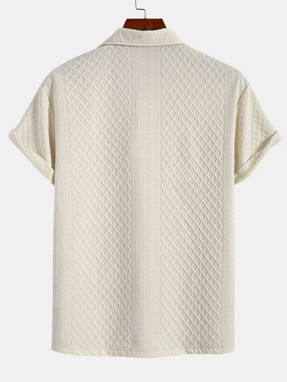 Geometric Jacquard Polo with Rhombus Design