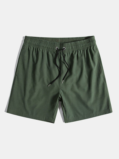 Button-Up Shirt & Swim Shorts Set with Palm Tree Color Block Design