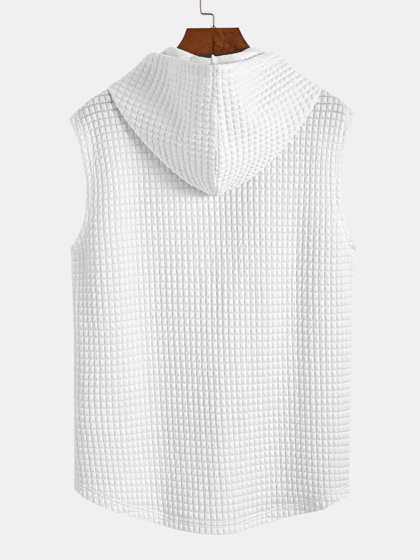 Waisted Sleeveless Hooded Waffle Vest