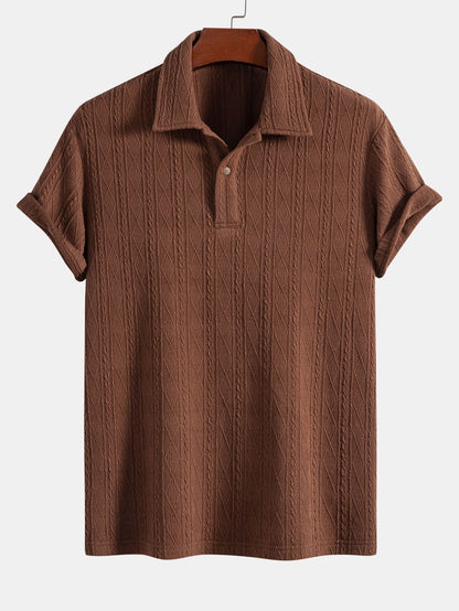 Geometric Jacquard Polo with Knitted Rhombus Design