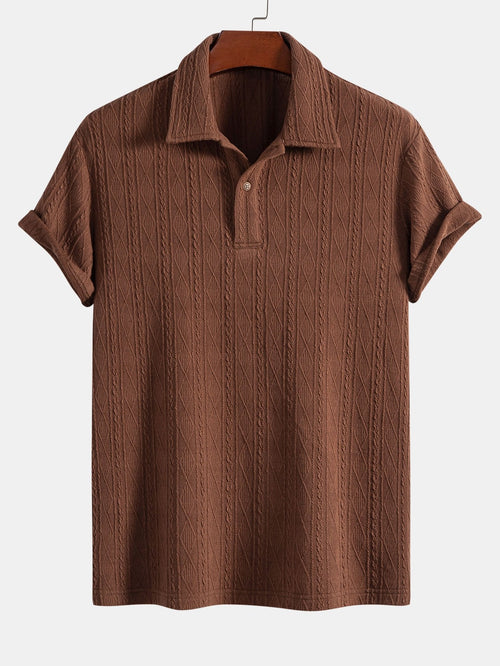 Geometric Jacquard Polo with Knitted Rhombus Design