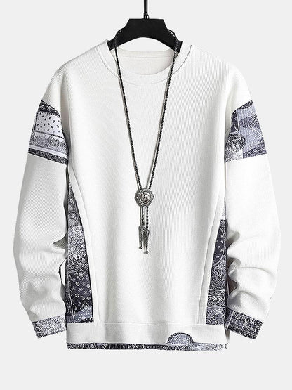 Paisley Pattern Waffle Knit Sweatshirt