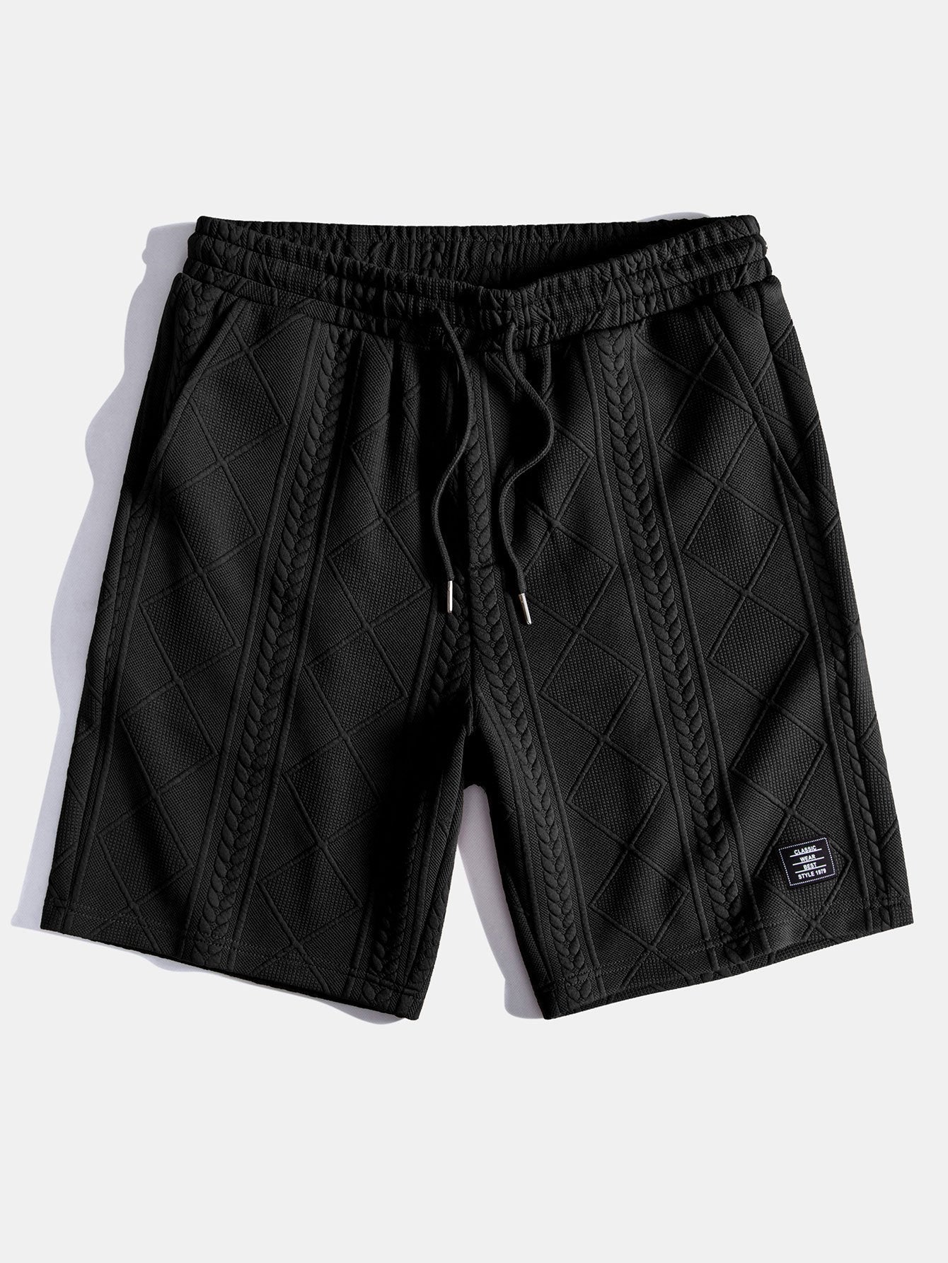 Geometric Patterned Drawstring Shorts