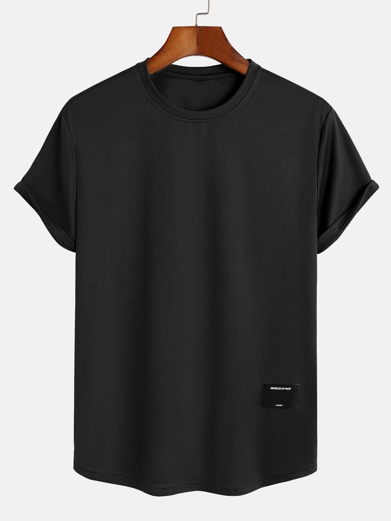 Muscle Fit Mesh T-Shirt with Arc Hem