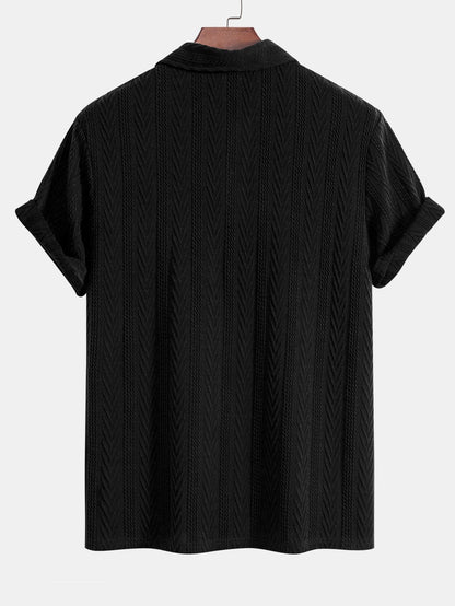 Geometric Jacquard Knit Polo