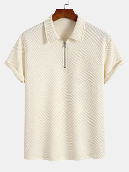Striped Jacquard Zip Polo