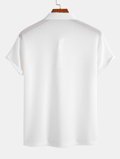 Textured Short Sleeve Polo Shirt