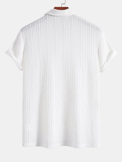 Geometric Jacquard Polo with Knitted Rhombus Design