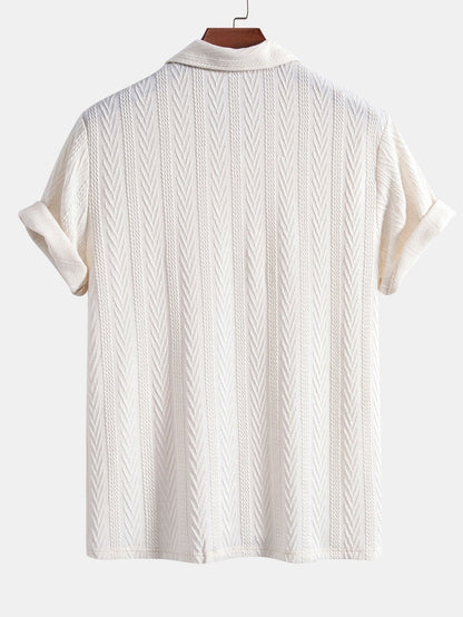 Geometric Jacquard Knit Polo