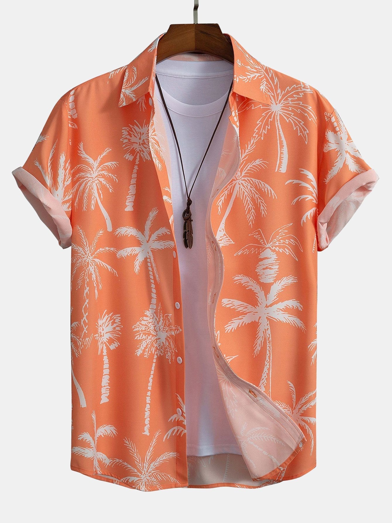 Button-Up Shirt with Palm Tree Print